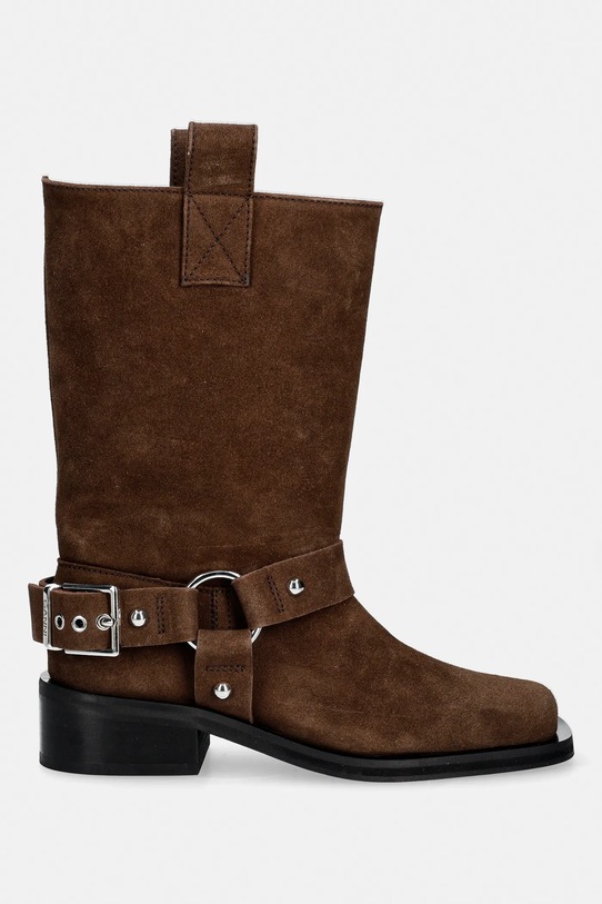 GANNI botki B1010095 brązowy SS26