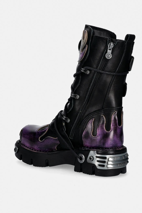 Obuwie New Rock botki skórzane ITALI NEGRO, PULIK FUEGO LILA, REACTOR NEGRO M.591.C41 fioletowy