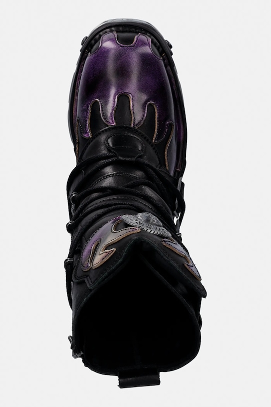 New Rock botki skórzane ITALI NEGRO, PULIK FUEGO LILA, REACTOR NEGRO fioletowy M.591.C41