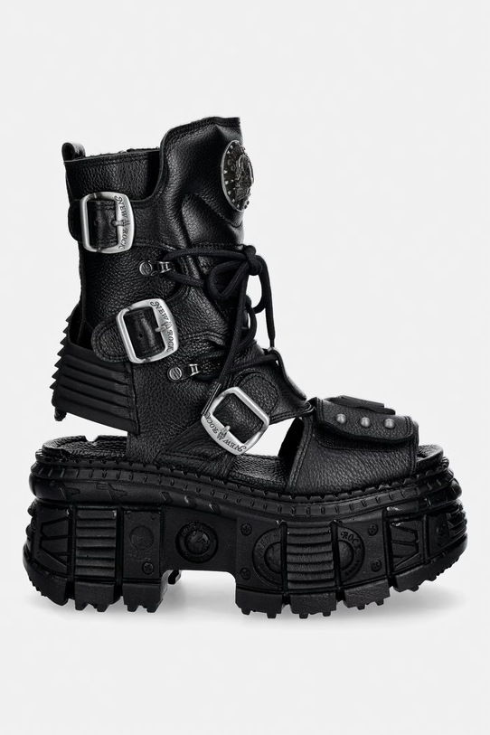 New Rock sandały damskie skórzane LUXOR NEGRO TANK CASCO NE M.BIOS107.C3 czarny SS26