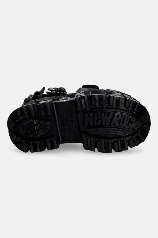 New Rock sandały damskie skórzane ITALI NEGRO, TANK CASCO NEGRO PIN LATERA M.BIOS131.C2 czarny