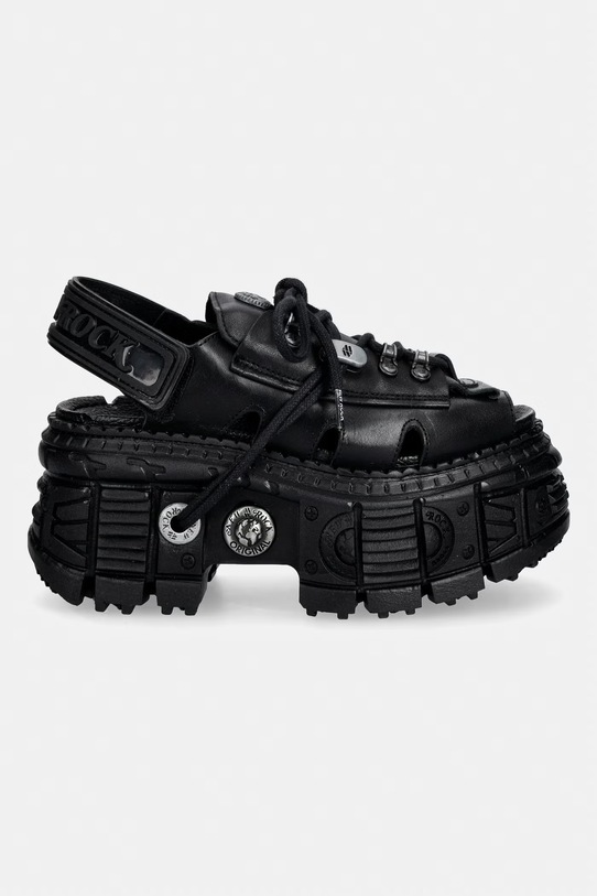 New Rock sandały damskie skórzane ITALI NEGRO, TANK CASCO NEGRO , BIOS N M.BIOS134.C5 czarny SS26