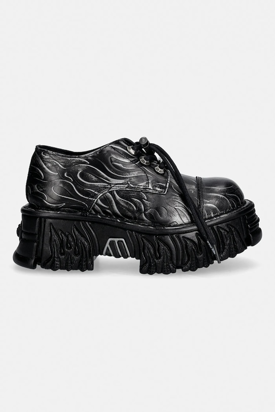 New Rock półbuty skórzane GRABADO FUEGO PULIK ACERO CRUST NEGRO M.MILI253CCT.C1 czarny SS26