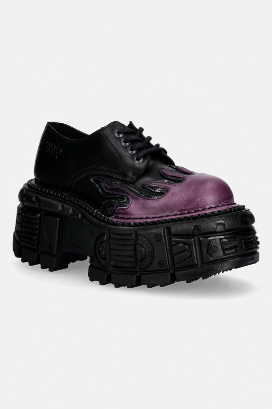 New Rock półbuty skórzane NOMADA LILA, BOX PLANE, CRUST NEGRO platforma czarny M.TANK1553.C16