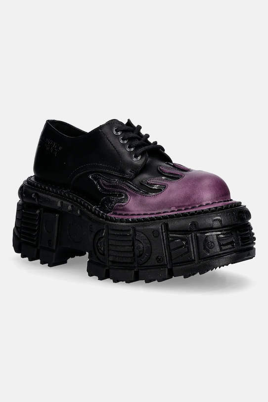 New Rock półbuty skórzane NOMADA LILA, BOX PLANE, CRUST NEGRO platforma czarny M.TANK1553.C16