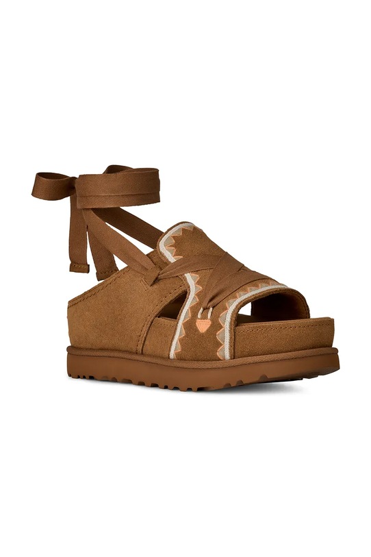 UGG sandały zamszowe W Goldenstar Hi Artistitch 1175133.CHMU brązowy SS26