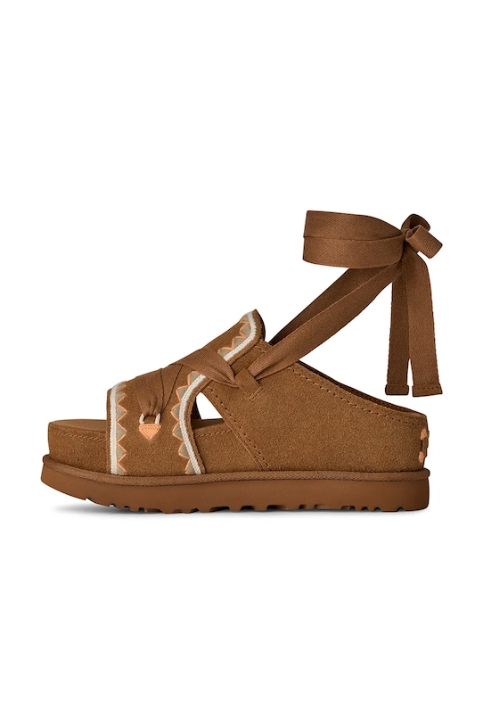 UGG sandały zamszowe W Goldenstar Hi Artistitch brązowy 1175133.CHMU