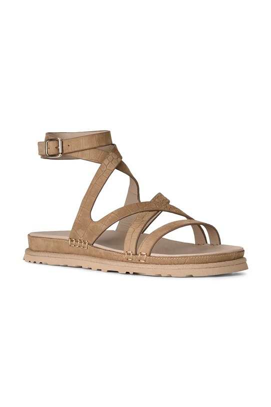 UGG sandały skórzane W Goldengaze Embossed Ankle Wrap 1178570.MDSD beżowy SS26