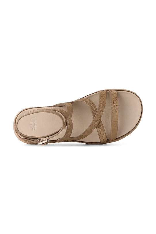 UGG sandały skórzane W Goldengaze Embossed Ankle Wrap 1178570.MDSD beżowy