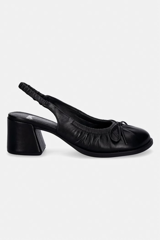 Camper обувки с дебел ток с отворена пета от кожа Kora K201896.001 черен SS26