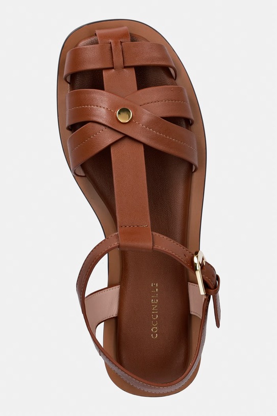 Coccinelle sandały z odkrytą piętą damskie skórzane brązowy E4.U91.18.01.01.W11
