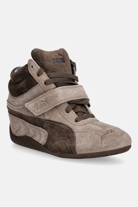 Puma sneakersy zamszowe Speedcat Wedge płaska brązowy 407878