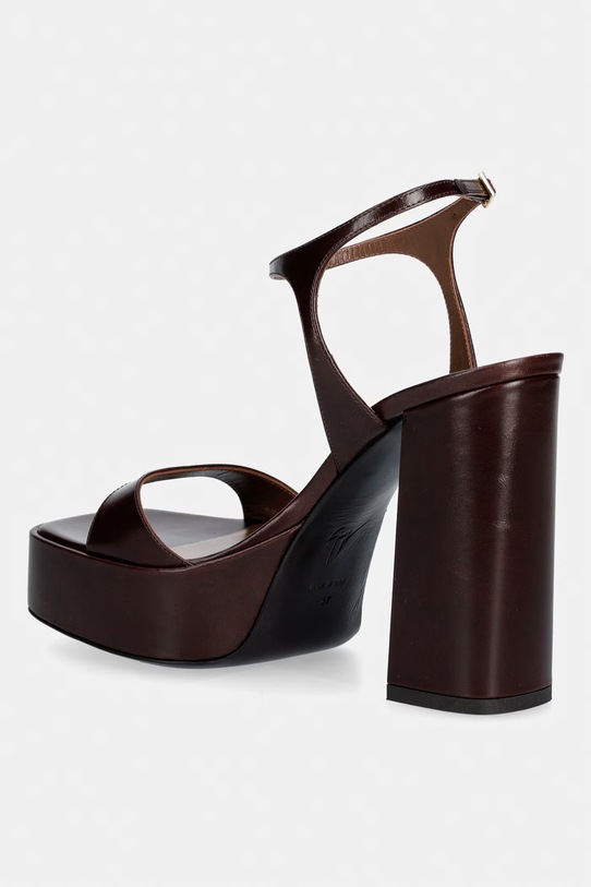 Obutev Giuseppe Zanotti sandali s polno peto (blok) iz usnja Biarritz E600013.009 rjava