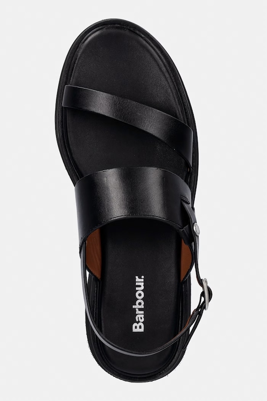 Barbour sandały na platformie damskie skórzane Dakota czarny LFO0796BK91