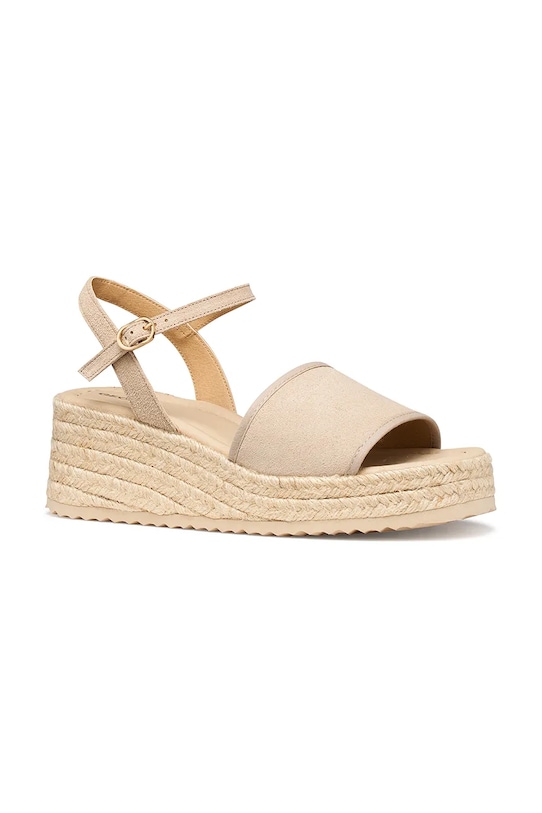 Geox espadryle na koturnie damskie skórzane D ALEMERIA D651KB02211C6738 beżowy SS26