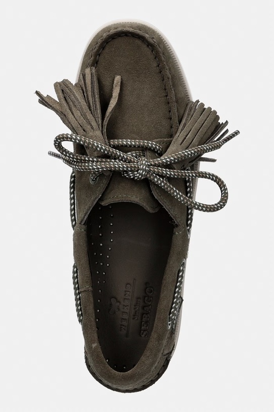 Μοκασίνια σουέτ Weekend Max Mara Wkadockside πράσινο 2615521014600.KAKI