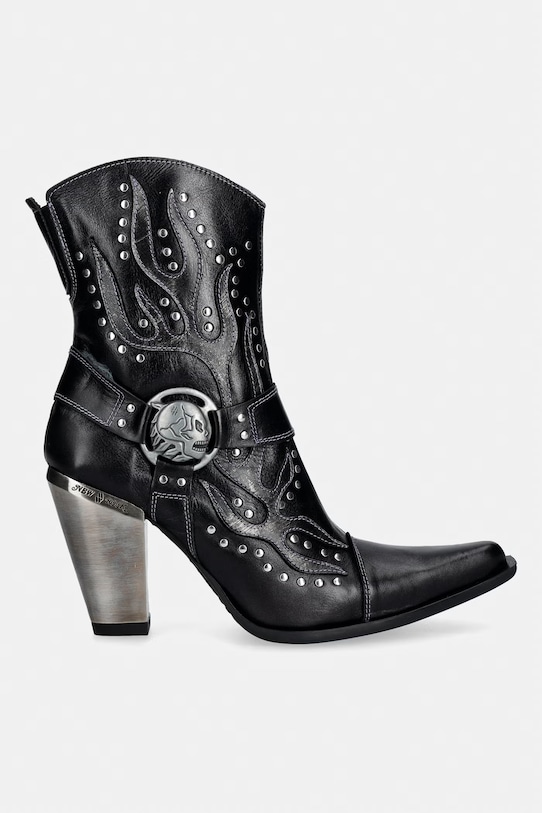 New Rock botki damskie skórzane NOMADA NEGRO LUX , BOX PLANE, BULL ACERO M.7919.S1 czarny SS26