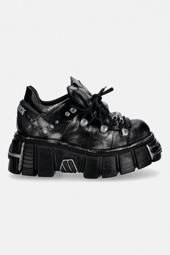 New Rock sneakersy skórzane BOX PLANE, TOWER NEGRO ACERO + lateral + pu M.120N.C70 szary SS26