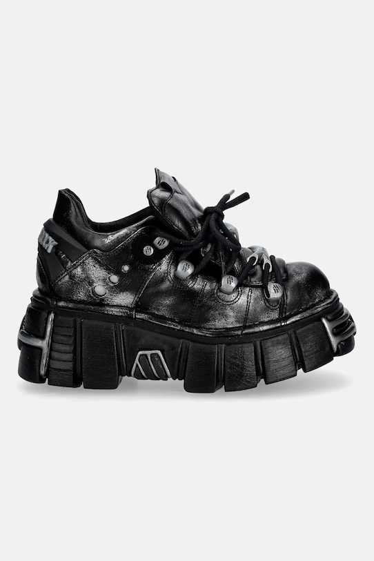 New Rock sneakersy skórzane BOX PLANE, TOWER NEGRO ACERO + lateral + pu M.120N.C70 szary SS26