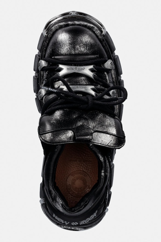 New Rock sneakersy skórzane BOX PLANE, TOWER NEGRO ACERO + lateral + pu szary M.120N.C70