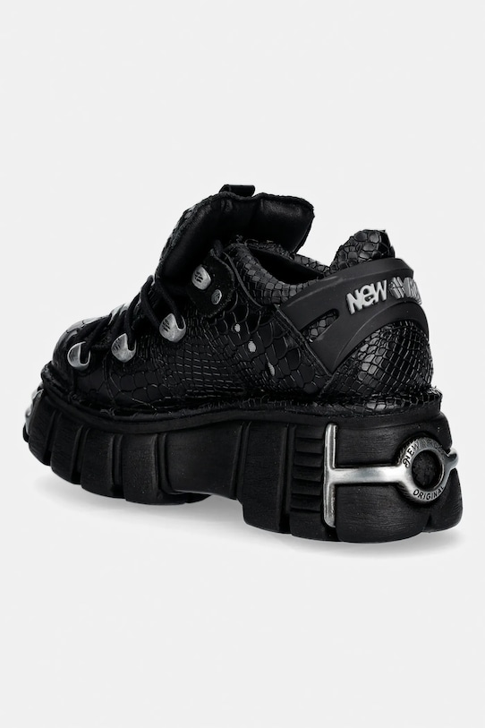 Obuwie New Rock sneakersy skórzane PITON ESCAMA NEGRO BRILLO, TOWER NEGRO ACER M.120N.C74 czarny