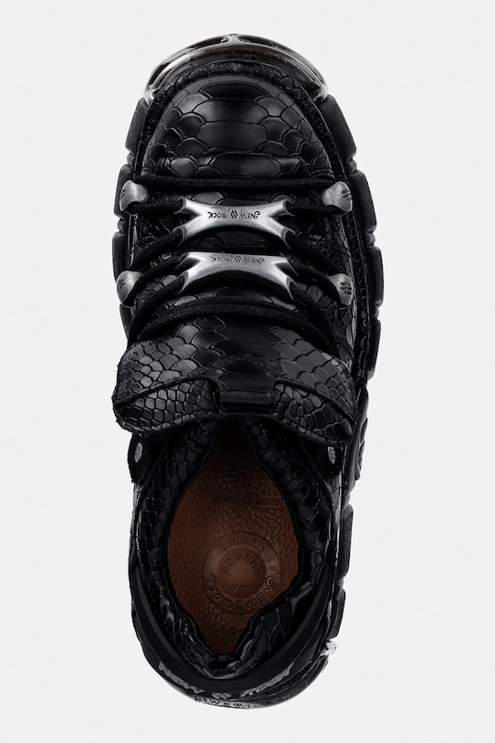 New Rock sneakersy skórzane PITON ESCAMA NEGRO BRILLO, TOWER NEGRO ACER czarny M.120N.C74