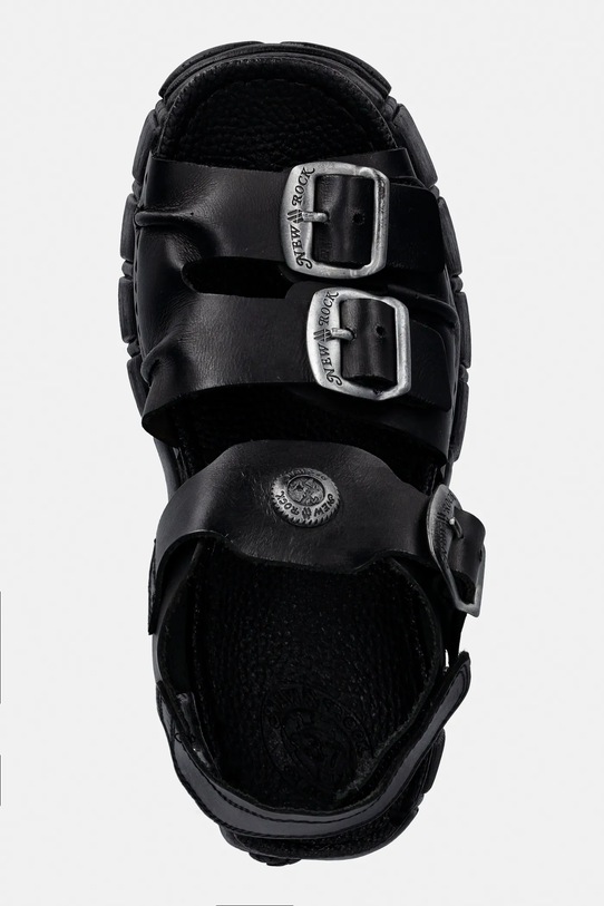 New Rock sandały skórzane TANK LEATHER BLACK, TOWER NEGRO + LATER czarny M.BIOS101SF.C1