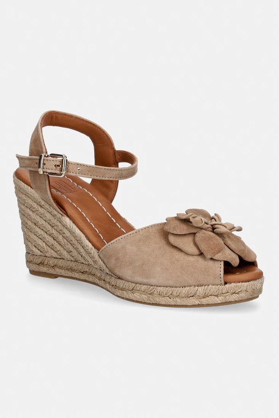 Billi Bi espadryle na koturnie damskie nubukowe beżowy A8604.055