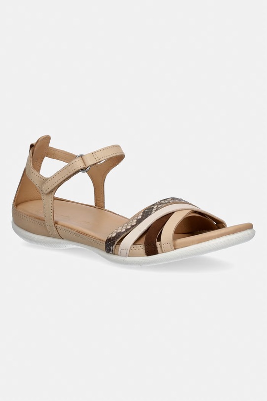 Ecco sandały na płaskim obcasie damskie skórzane Flash beżowy 244243.61527