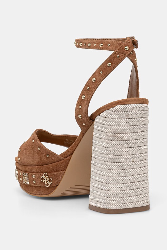 Boty Guess sandály na sloupku semišové VALICE2 FLJV2C.SUE03.BROWN hnědá