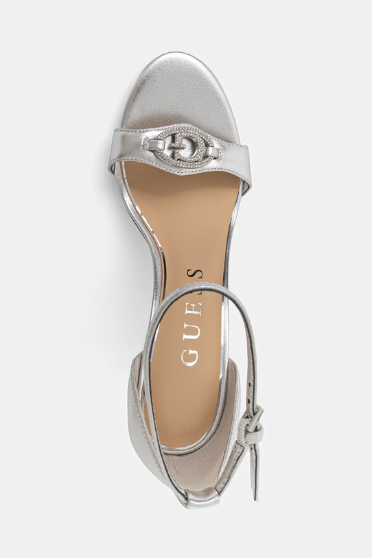 Guess sandály na vysokém podpatku KABRINAA stříbrná FLJKBB.LEL03.SILVE