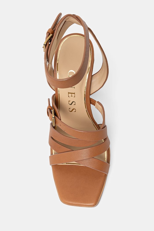 Δερμάτινα σανδάλια Guess RADELA καφέ FLJRAD.LEA03.BROWN