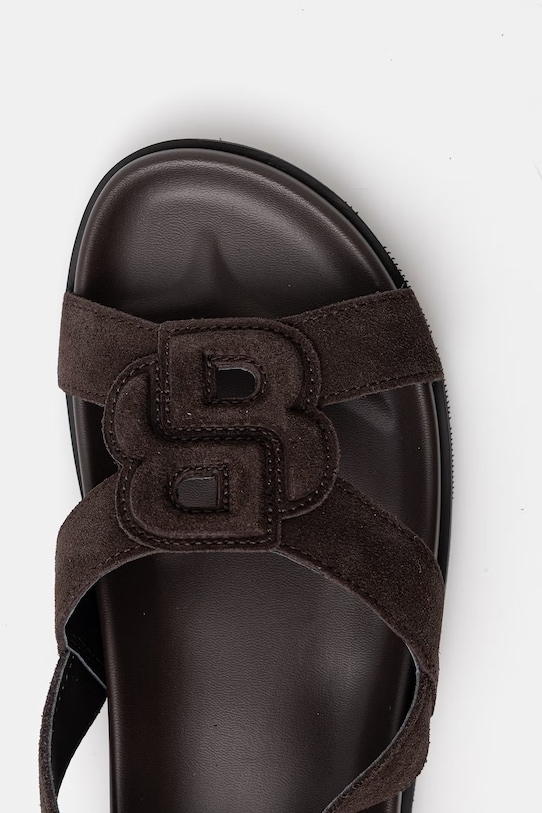 BOSS sandály dámské kožené Freyah hnědá 50563358.207