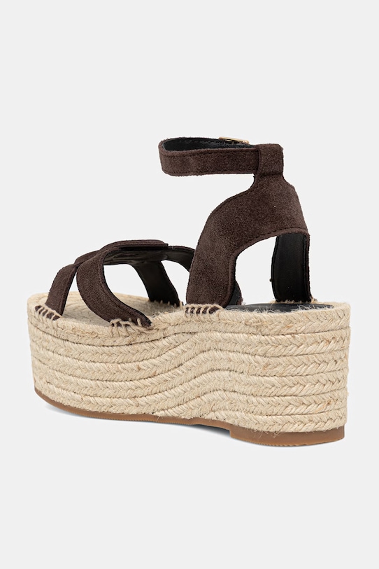 Obutev BOSS sandali s platformo iz semiša Machica 50563446.207 rjava