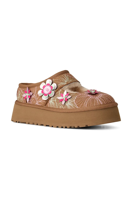 UGG baleriny zamszowe W Bea Mary Jane Meadow 1177151.CHE brązowy SS26