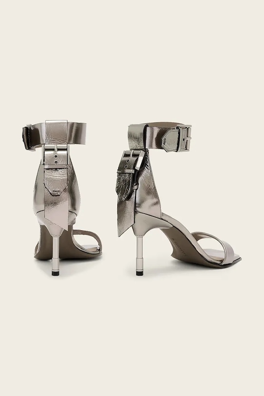 Obuv Kožené sandále AllSaints Noir Mid Sandal W152FB strieborná