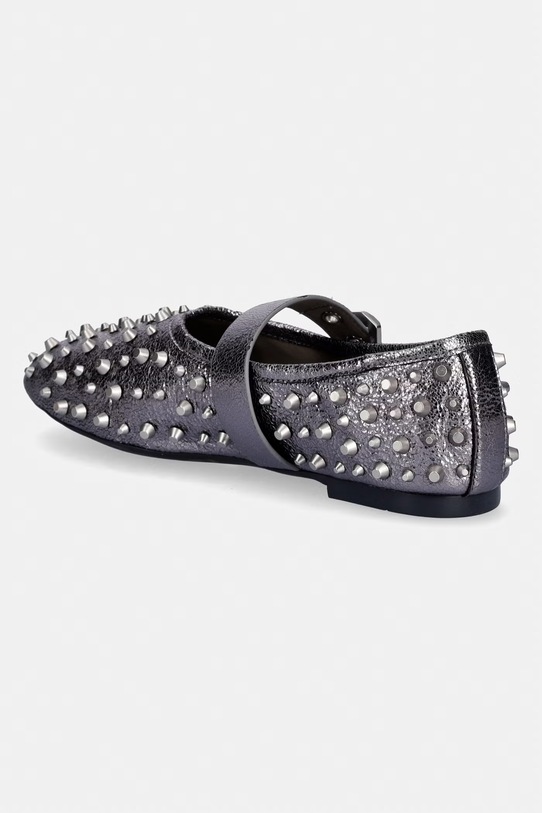Obuwie AllSaints baleriny skórzane Sabine Stud Shoe W089FE srebrny