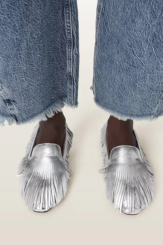 AllSaints μοκασίνια γυναικεία δερμάτινα Sandy Fringe Loafer W079FE