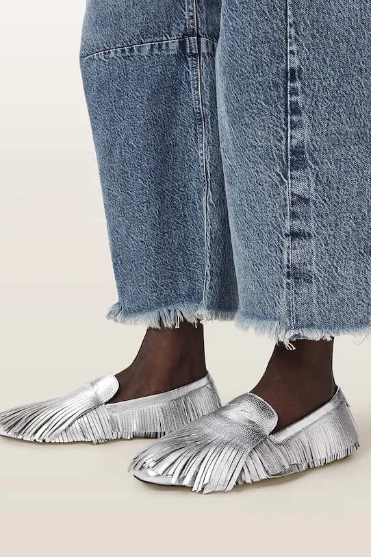 AllSaints μοκασίνια γυναικεία δερμάτινα Sandy Fringe Loafer W079FE
