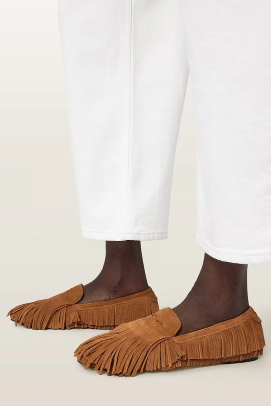 AllSaints μοκασίνια Γυναικεία σουέτ Sandy Fringe Loafer W017FE