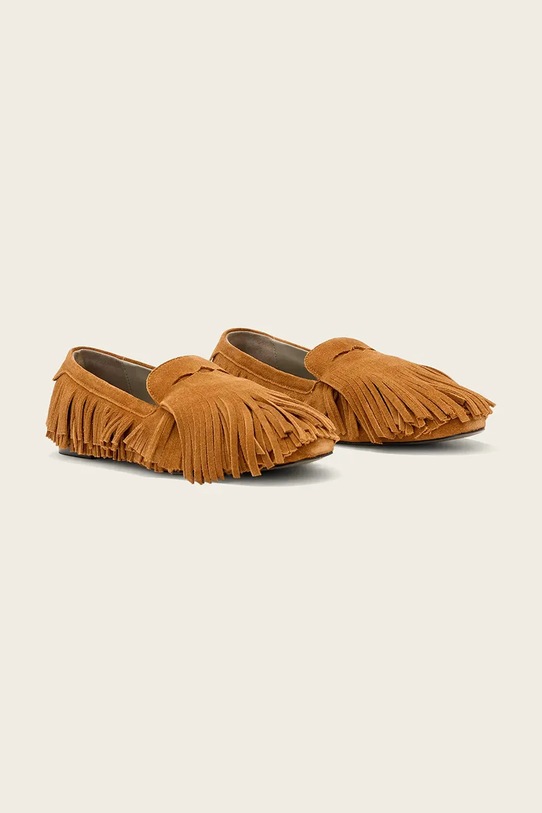 AllSaints μοκασίνια Γυναικεία σουέτ Sandy Fringe Loafer W017FE καφέ SS26