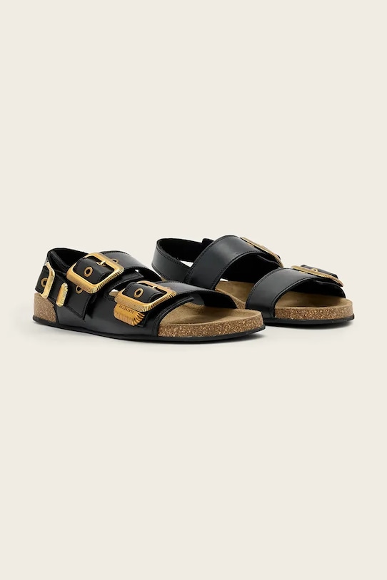 AllSaints sandale s niskim potplatom za žene od kože Staffa Sandal W044FE crna SS26