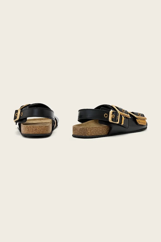 Obuća AllSaints sandale s niskim potplatom za žene od kože Staffa Sandal W044FE crna
