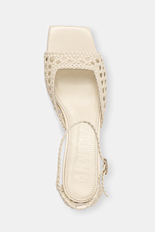 Souliers Martinez sandały na niskim obcasie skórzane VERONICA beżowy VERONICA.WHITE