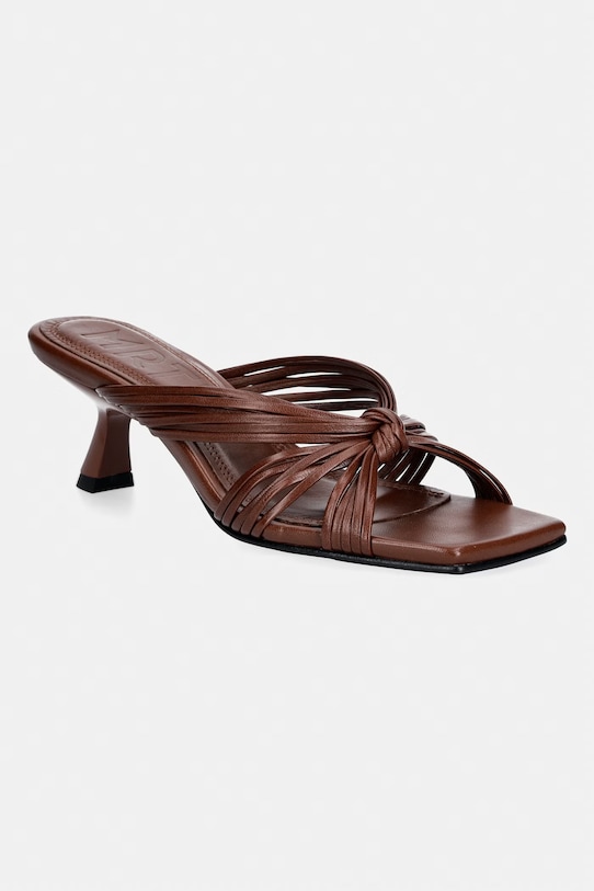 Δερμάτινες παντόφλες Souliers Martinez AMANDA στιλέτο καφέ AMANDA.DBROWN