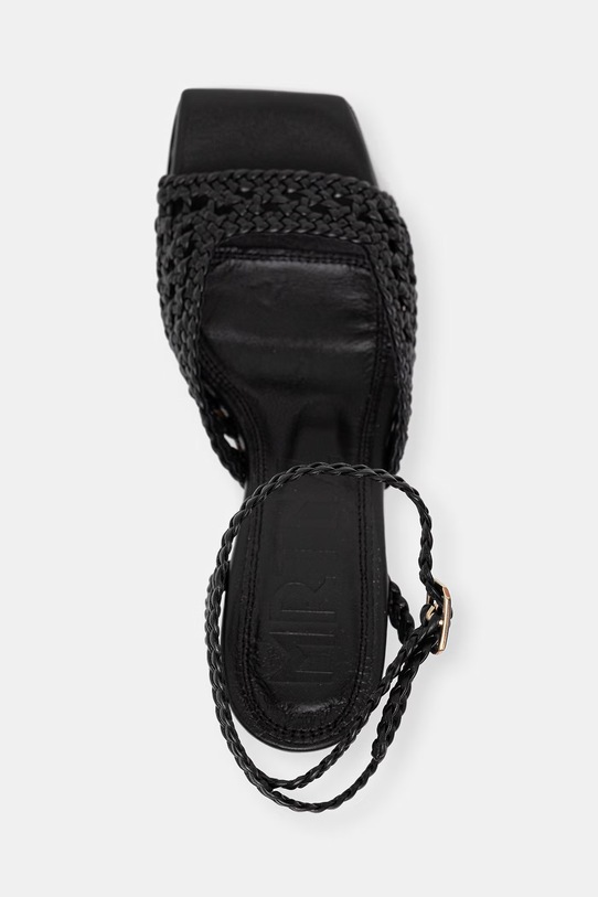 Souliers Martinez sandale s debelom potpeticom od kože LEA crna LEA.BLACK