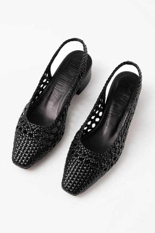 Souliers Martinez czółenka z odkrytą piętą skórzane NOVA TARRAGONA czarny NOVATARRAGONA.BLACK