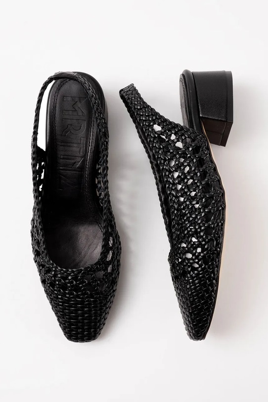 Souliers Martinez czółenka z odkrytą piętą skórzane NOVA TARRAGONA NOVATARRAGONA.BLACK czarny