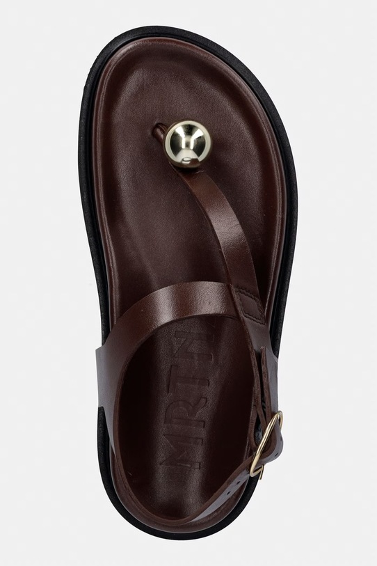 Souliers Martinez sandali ženski usnjeni SPIAGGIA rjava SPIAGGIA.DBROWN