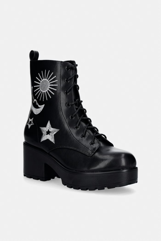Členkové topánky Koi Footwear Astro Silver Star Moon Chunky Boots stĺpikový čierna Astro.Silver.Star